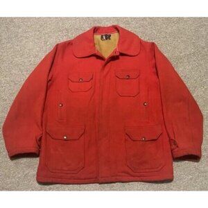 Vintage 50’s Size 46 Woolrich Mackinaw Wool Red Hunting Coat Field Jacket